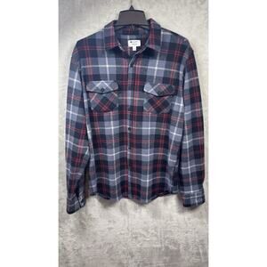 Sperry Premium Apparel NEW Flannel Shirt Mens L Red/Gray Button Up Plaid Stretch